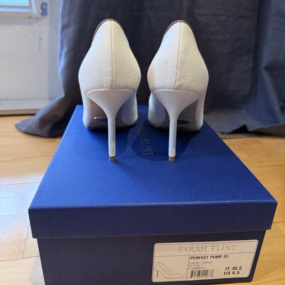 Sarah Flint Cream Canvas perfect pump 85mm - Picture 4 of 5